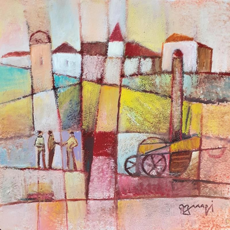 Peinture AQ109 NEGOCIATIONS par Burgi Roger | Tableau Figuratif Paysages Nature Scènes de vie Acrylique