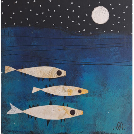 Gemälde Mar profundo von Arias Parera Almudena | Gemälde Naive Kunst Acryl, Collage Pop-Ikonen