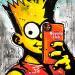 Peinture Bart Simpson, selfie par Cornée Patrick | Tableau Pop-art Cinéma Icones Pop Enfant Graffiti Huile