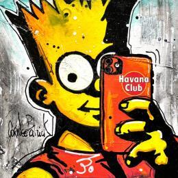 Peinture Bart Simpson, selfie par Cornée Patrick | Tableau Pop-art Graffiti, Huile Cinéma, Enfant, Icones Pop