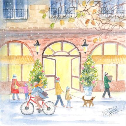 Peinture Noël approche par Balme Delphine | Tableau Figuratif Aquarelle Scènes de vie