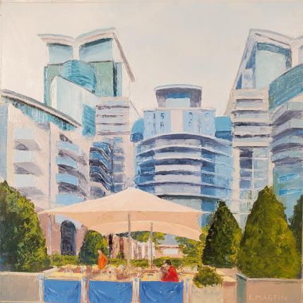 Painting Riverside walk, Vauxhall by Martin Laurent | Painting Figurative Oil Architecture, Life style, Urban