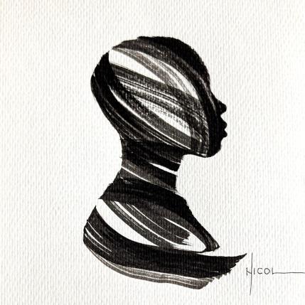 Peinture Time CCCXIII par Nicol | Tableau Figuratif Encre Minimaliste, Noir & blanc, Portraits