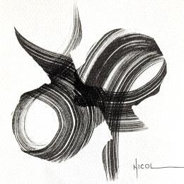 Painting Time CCCXI by Nicol | Painting Figurative Ink Black & White, Minimalist, Portrait