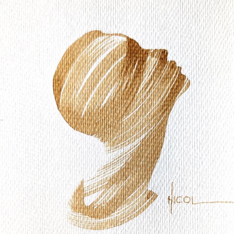 Peinture Time CCCIV par Nicol | Tableau Figuratif Portraits Minimaliste Noir & blanc Encre