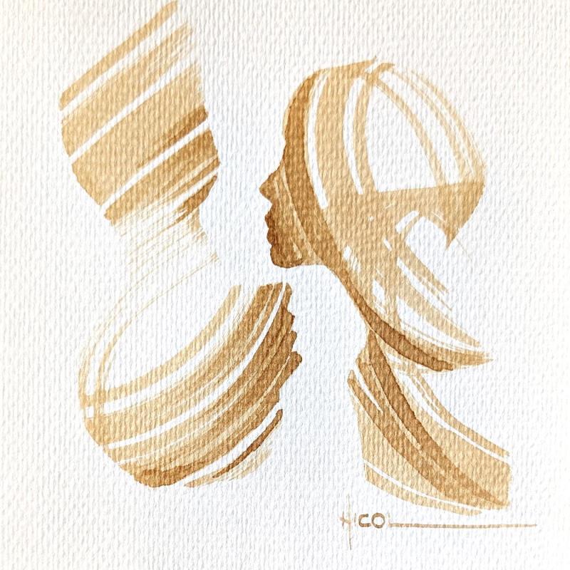 Pintura Time CCCX por Nicol | Pintura Figurativo Retrato Minimalista Blanco y negro Ink