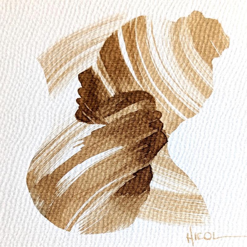 Peinture Time CCCXIV par Nicol | Tableau Figuratif Portraits Minimaliste Noir & blanc Encre