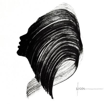 Painting Time CIII by Nicol | Painting Figurative Ink Black & White, Minimalist, Pop icons, Portrait