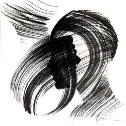Painting Time CCCXXII by Nicol | Painting Figurative Ink, Paper Black & White, Minimalist, Pop icons, Portrait