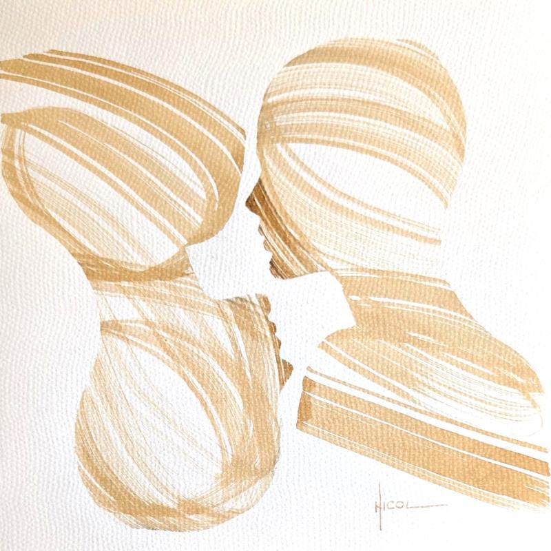 Painting Time CCCXXXIV by Nicol | Painting Figurative Portrait Minimalist Black & White Ink