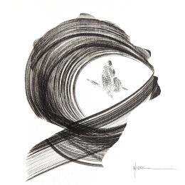 Painting Time CCCXXXVII by Nicol | Painting Figurative Ink Black & White, Minimalist, Portrait