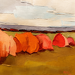 Peinture Les foins à la fin d'été par PAPAIL | Tableau Abstrait Paysages Huile