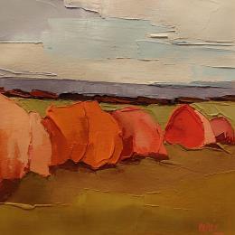 Peinture Les foins à la fin d'été par PAPAIL | Tableau Abstrait Huile Paysages