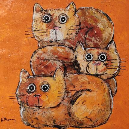 Peinture 3 freres par Maury Hervé | Tableau Art Singulier Acrylique, Encre, Pigments, Sable Animaux