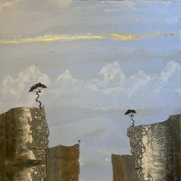 Peinture face à face par Lemonnier  | Tableau Matiérisme Acrylique, Zinc Paysages