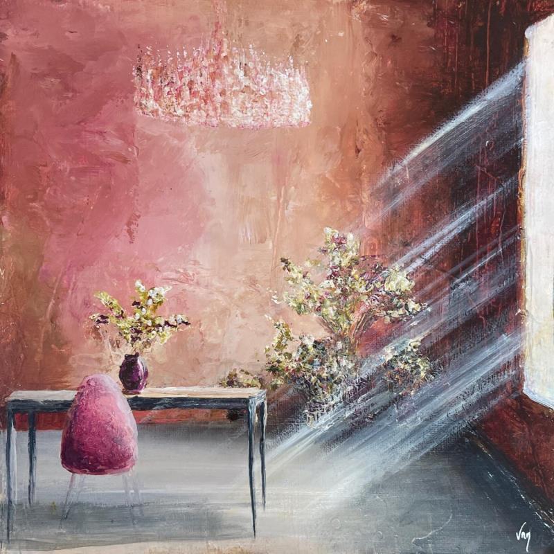 Peinture pivoine par Vinnie | Tableau Figuratif Huile