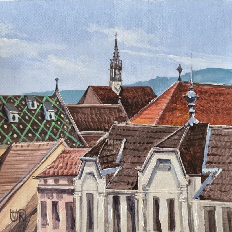 Peinture Colmar rooftops and distances par Rasa | Tableau Figuratif Urbain Acrylique