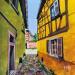 Peinture Small streets of Riquewihr par Rasa | Tableau Figuratif Urbain Acrylique