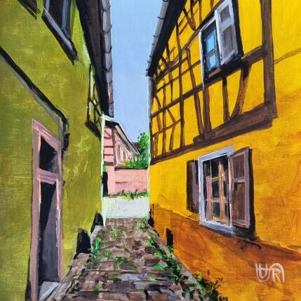 Peinture Small streets of Riquewihr par Rasa | Tableau Figuratif Acrylique Urbain