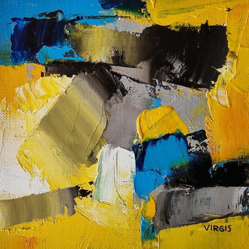 Peinture Sunny blue par Virgis | Tableau Abstrait Minimaliste Huile
