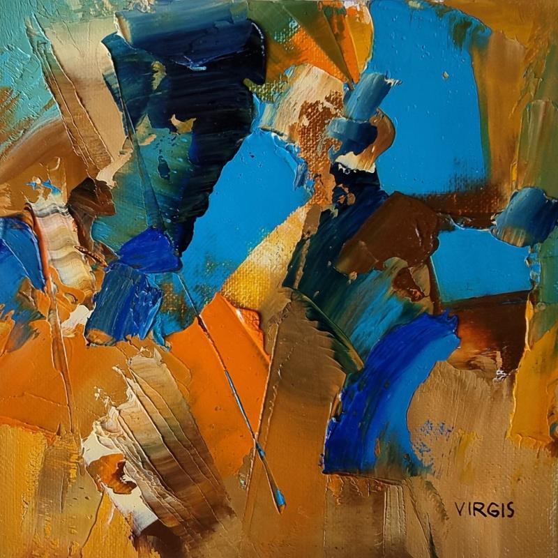 Pintura Orange and blue por Virgis | Pintura Abstracto Minimalista Aceite