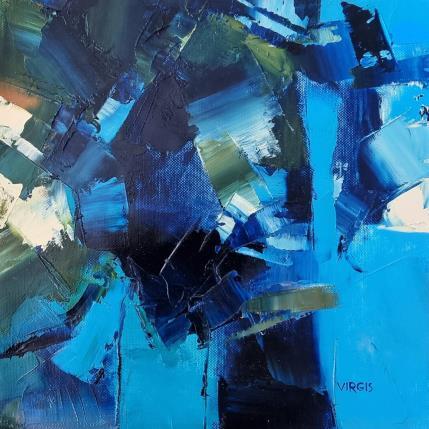 Gemälde Blue shades with green von Virgis | Gemälde Abstrakt Öl Minimalistisch