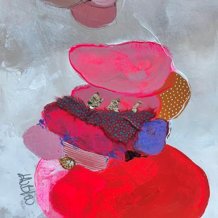 Painting Caïrn de galets by Lau Blou | Painting Abstract Acrylic, Gluing, Gold leaf, Paper