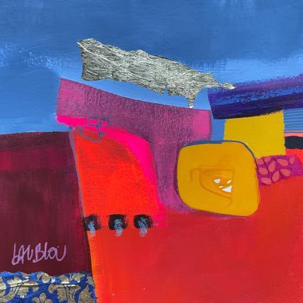 Painting Labyrinthe jaune by Lau Blou | Painting Abstract Acrylic, Gluing, Gold leaf, Paper