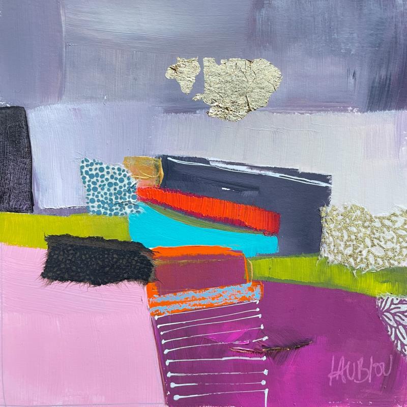 Painting Montée au jardin by Lau Blou | Painting Abstract Acrylic Gluing Gold leaf Paper