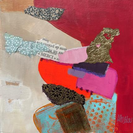 Painting Oh ! merci by Lau Blou | Painting Abstract Acrylic, Gluing, Gold leaf, Paper