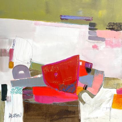 Painting Attraction terrestre 1 by Lau Blou | Painting Abstract Acrylic, Gluing, Gold leaf, Paper Landscapes