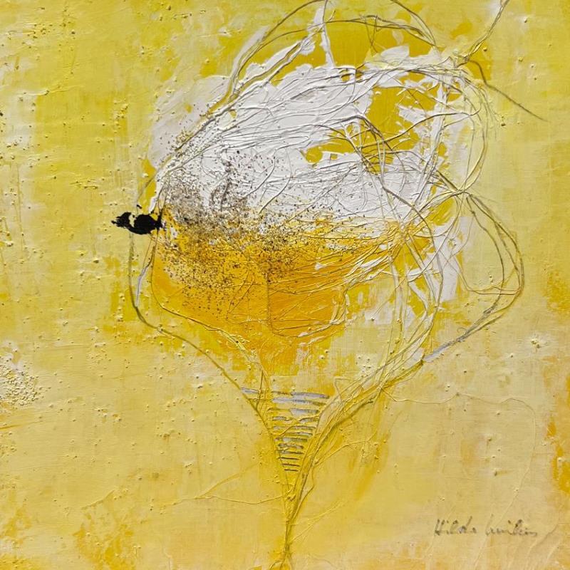 Painting abstract yellow A 104 by Wilms Hilde | Painting Abstract Acrylic Gluing