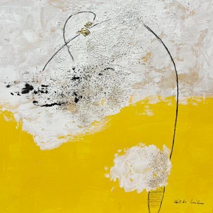 Peinture abstract yellow B 95 par Wilms Hilde | Tableau Abstrait Acrylique, Collage, Feuille d'or