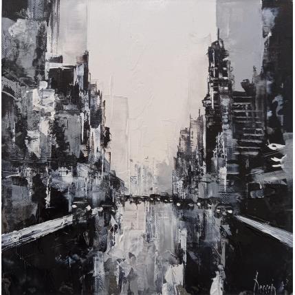 Painting Black Manhattan by Dessein Pierre | Painting Figurative Oil Architecture, Urban