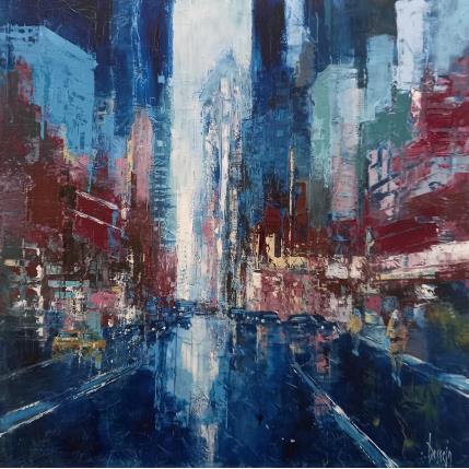 Peinture Red and blue par Dessein Pierre | Tableau Figuratif Huile Architecture, Urbain