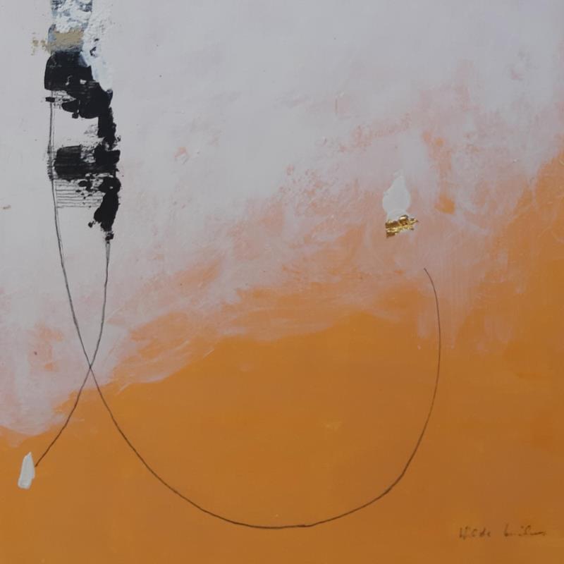 Peinture abstract yellow B 106 par Wilms Hilde | Tableau Abstrait Acrylique Collage Feuille d'or