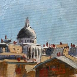 Pintura Le Panthéon sur les Toits por Brooksby | Pintura Figurativo Aceite Arquitectura