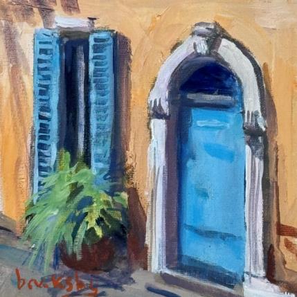 Painting La Porte Bleue by Brooksby | Painting Figurative Oil Nature, Urban
