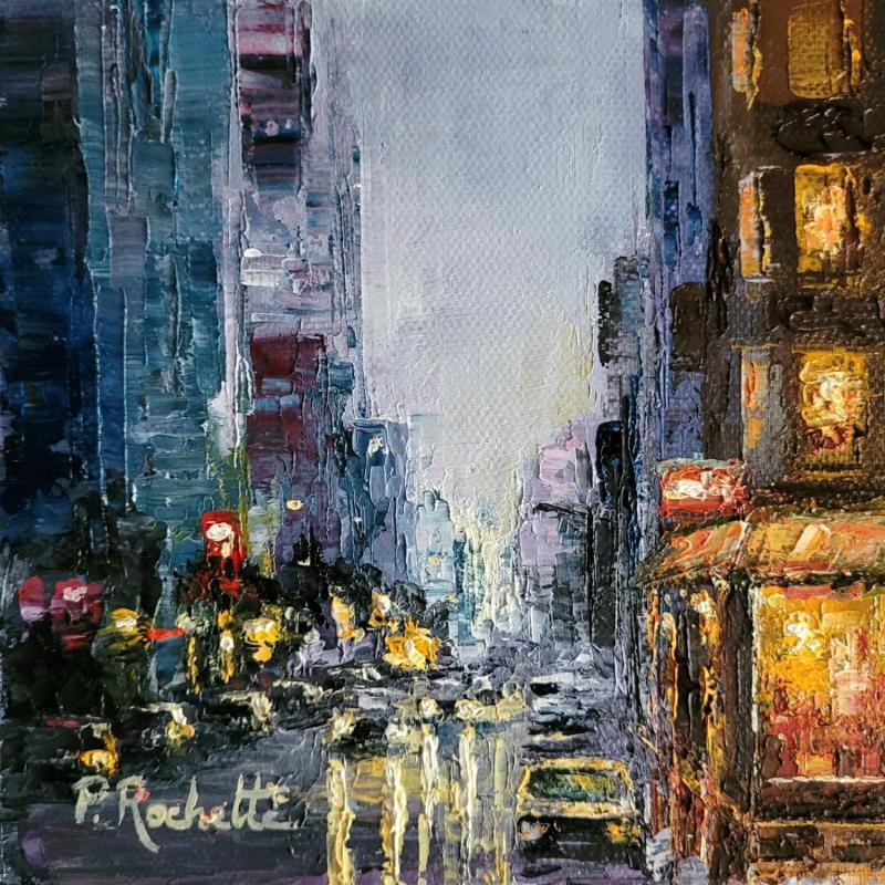 Peinture Au coin de la rue par Rochette Patrice | Tableau Figuratif Urbain Huile