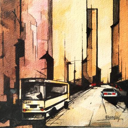 Gemälde NEW-YORK 1 von Langlois Jean-Luc | Gemälde Figurativ Aquarell Pop-Ikonen, Urban