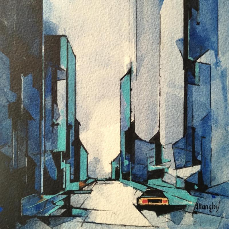 Peinture NEW-YORK  2 par Langlois Jean-Luc | Tableau Figuratif Urbain Aquarelle