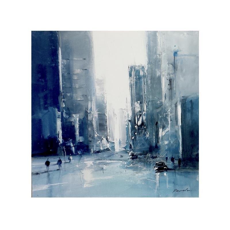 Painting CITY BLUE by Poumelin Richard | Painting Figurative Oil