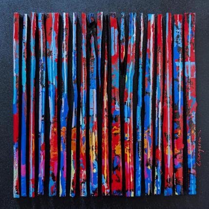 Peinture Bc10 street rouge bleu orange par Langeron Luc | Tableau Matiérisme Acrylique, Bois, Résine