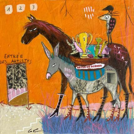 Peinture Bêtes de scène  par Colin Sylvie | Tableau Art Singulier Acrylique, Collage, Pastel Animaux