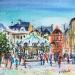 Peinture Troyes Carrousel  par Hoffmann Elisabeth | Tableau Figuratif Urbain Aquarelle