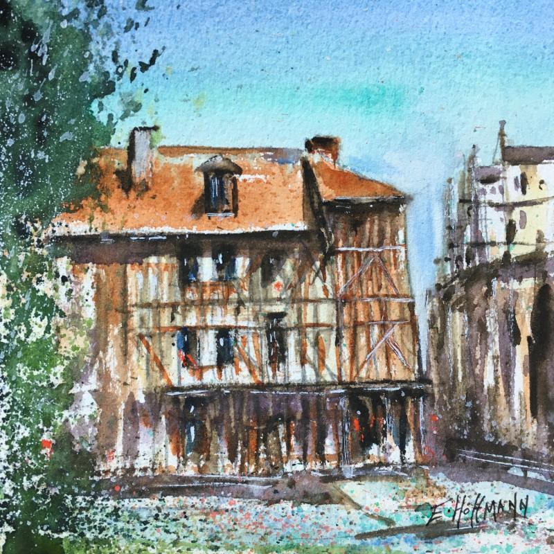 Gemälde Troyes Rue de la cité  von Hoffmann Elisabeth | Gemälde Figurativ Urban Aquarell
