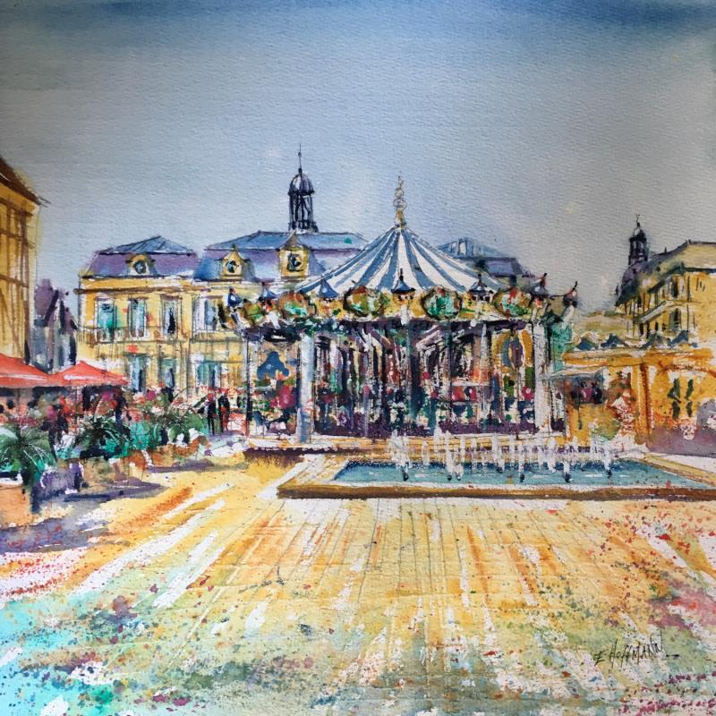 Gemälde Troyes Le grand Carrousel  von Hoffmann Elisabeth | Gemälde Figurativ Urban Aquarell