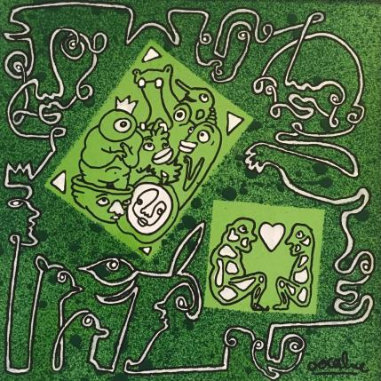 Peinture Vert pomme par Oocalme | Tableau Art Singulier Graffiti, Posca Animaux