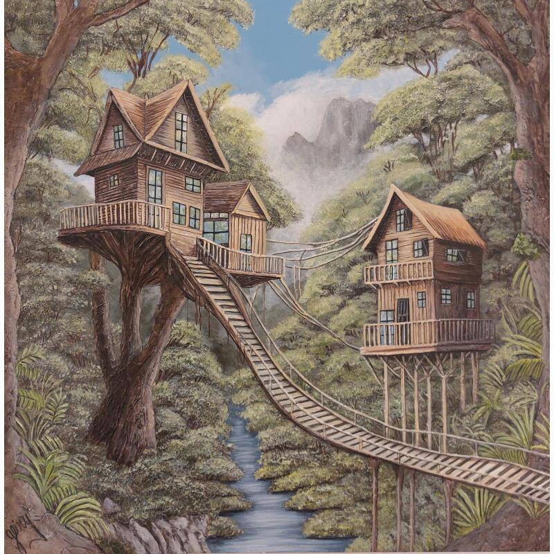 Peinture echos de la canopée par Geiry | Tableau Matiérisme