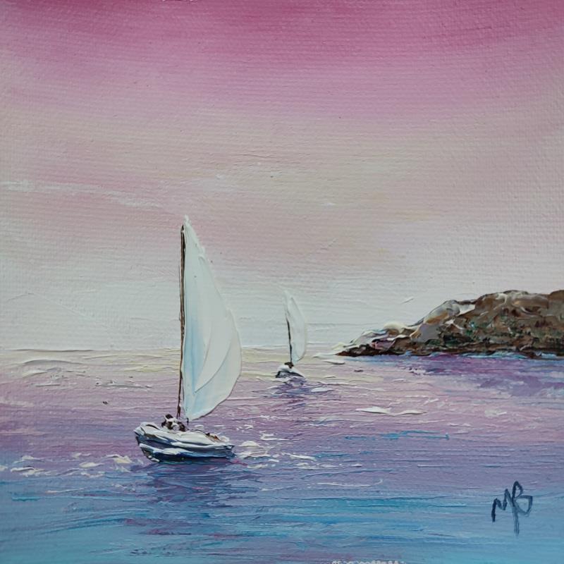 Gemälde Une soirée rose von Blandin Magali | Gemälde Figurativ Landschaften Öl